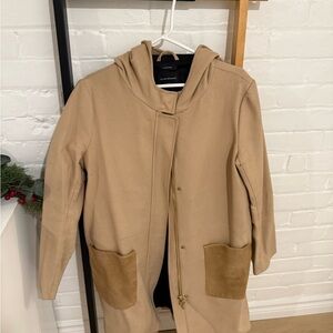Club Monaco Camel Wool Hooded Coat